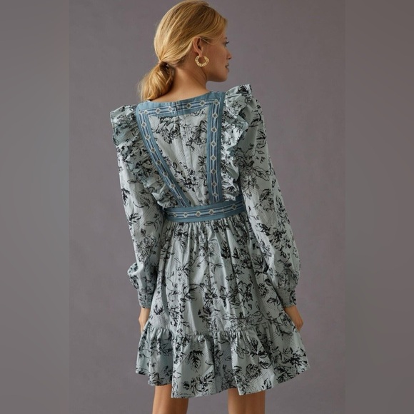 Anthropologie Ruffle Wrap Mini Dress - Picture 4 of 7